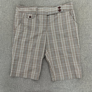 Tracy Evan Limited Plaid Bermuda Dressy Shorts‎ Gray Blue Size 9 Low Rise